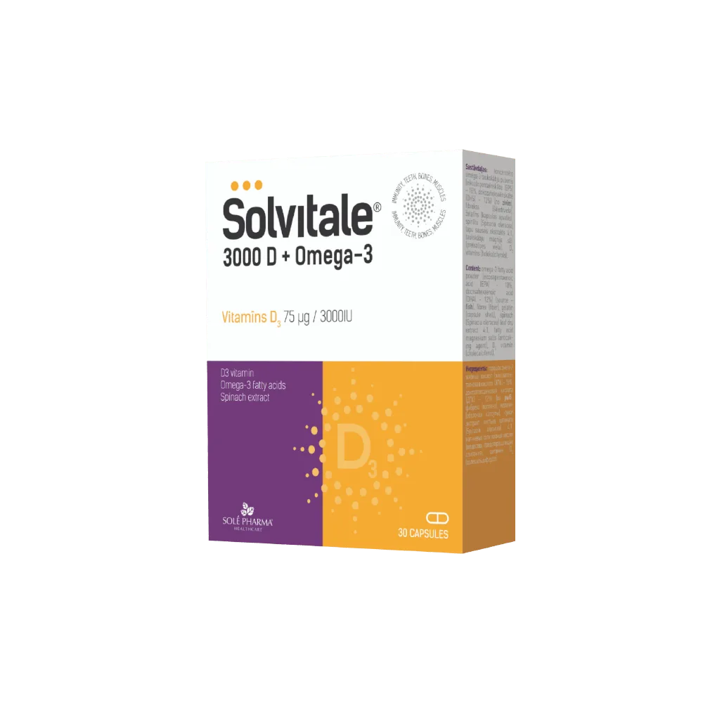 Solvitale 3000D + Omega-3- immuunsüsteemile ja luudele